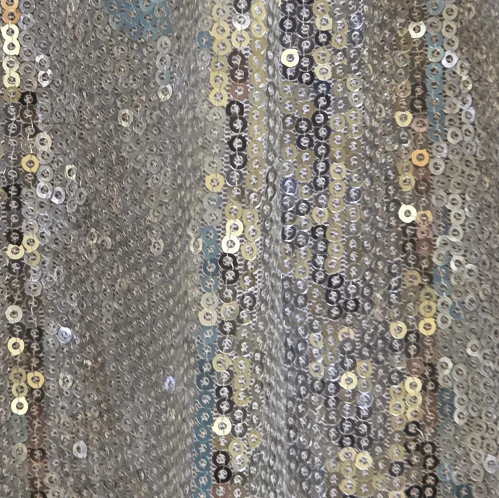 Orsolini 158 Vintage Silver Sequin Lined Mini Skirt Elastic Waist Size S